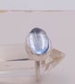 Handmade Silver Bezel Ring with Oval Synthetic Aqua Spinel : Size J - Image 10