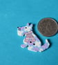 Wooden Dog Buttons Blue & White Flowers 6pk 30x20mm Puppy (DG11) - Image 2