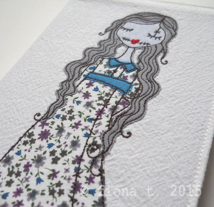 freehand embroidered zombie notebook - Folksy