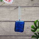 Glass Fused Pendant - Sparkly Blue Dichroic