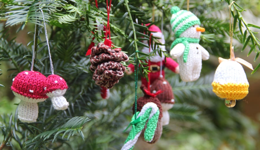 Set of Nine Hand Knitted Small Decorations