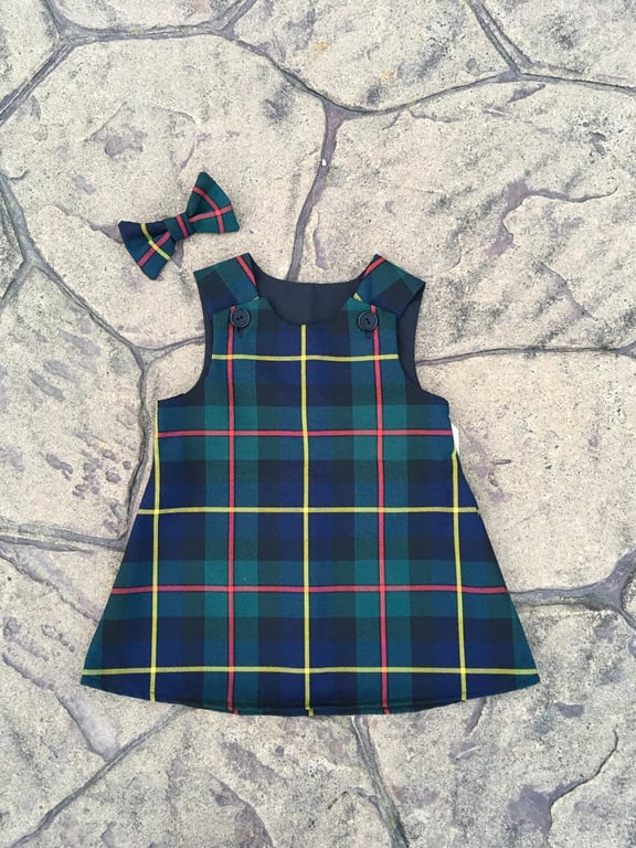 MacLeod Tartan Pinafore Dress and Hair Bow