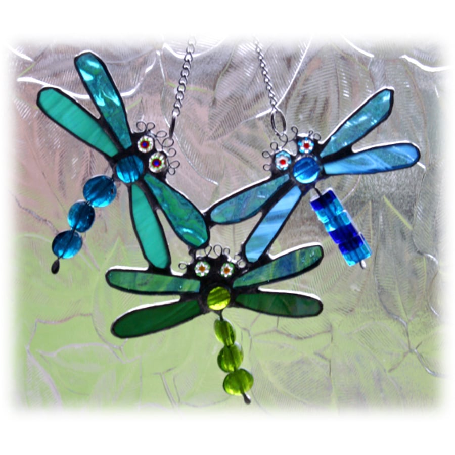 Flight of Dragonflies Stained Glass Suncatcher Folksy