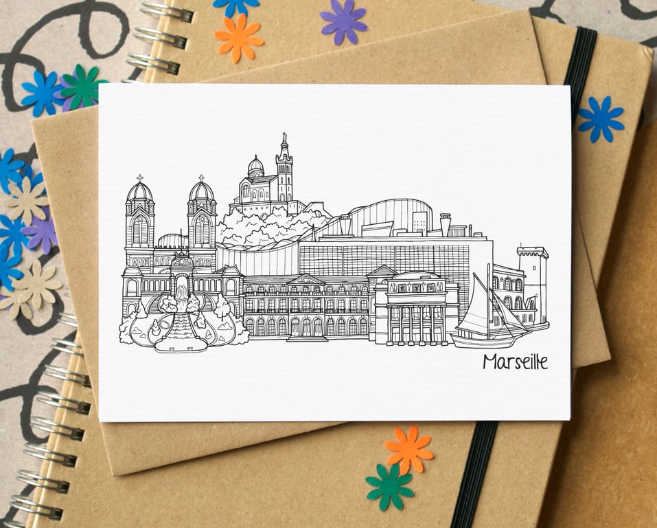 Marseille Skyline Greetings Card