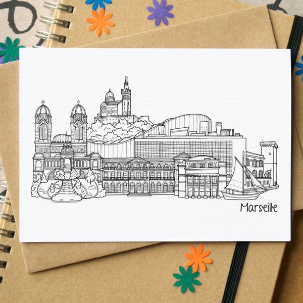 Marseille Skyline Greetings Card