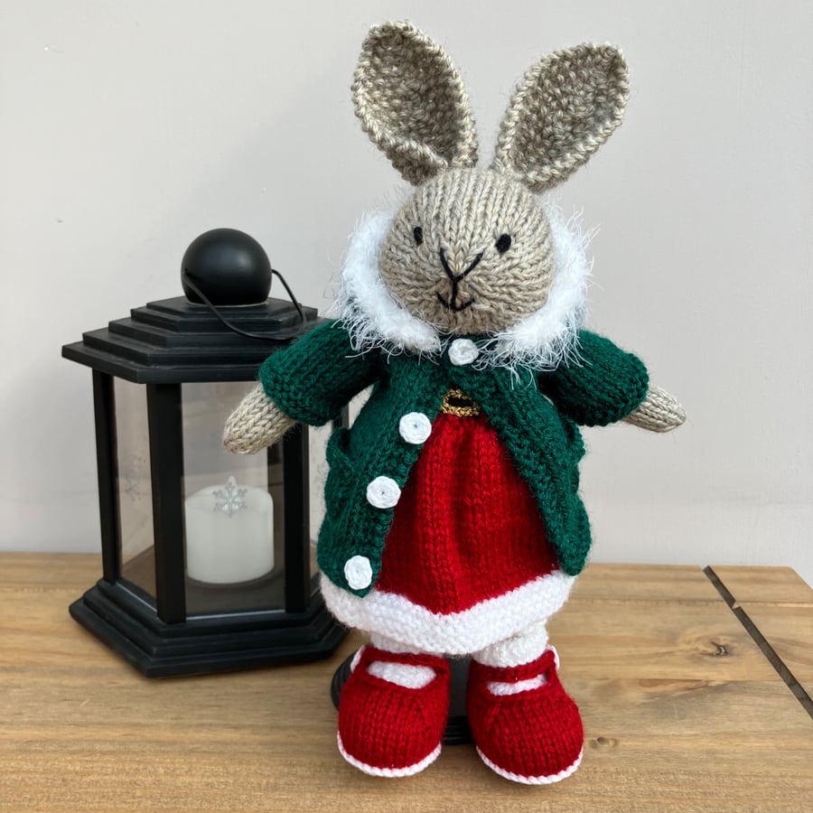 Hand Knitted Christmas Bunny