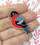 Bullfinch Pin Badge, Wooden Bird Brooch - Image 2