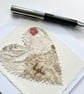 Up-cycled handmade fabric embroidered heart art card.  - Image 2