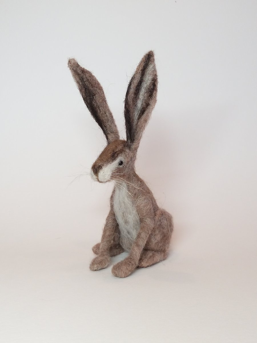 Hubert, needle felted hare sculpture