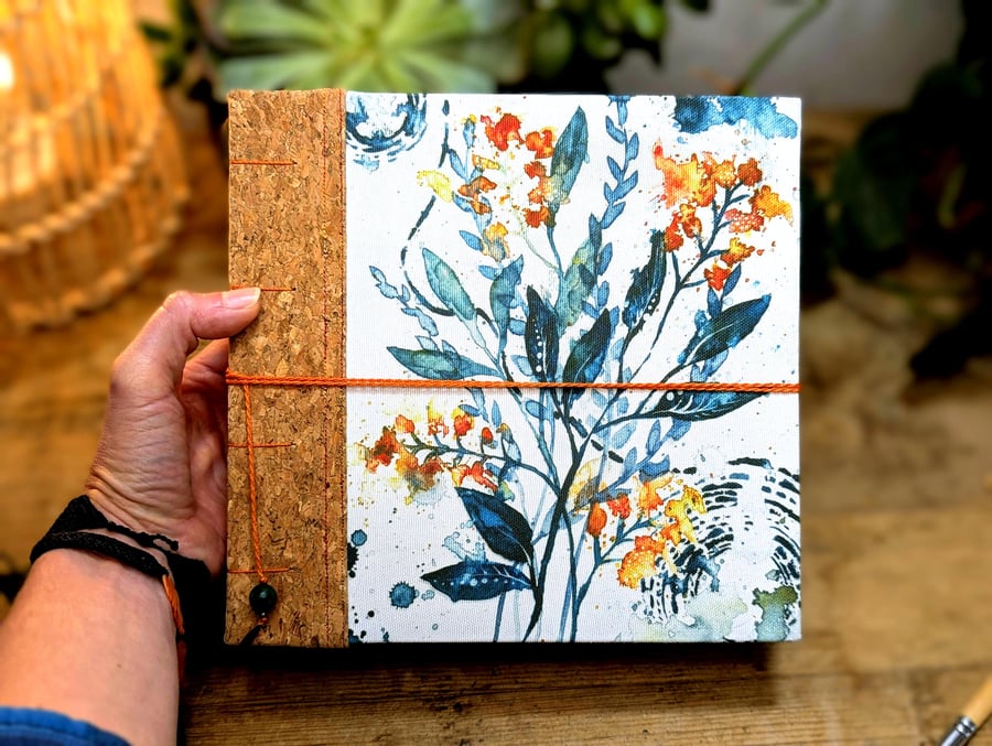 Handbound Cottagecore Sketchbook, Floral Watercolour, Personalised Gift