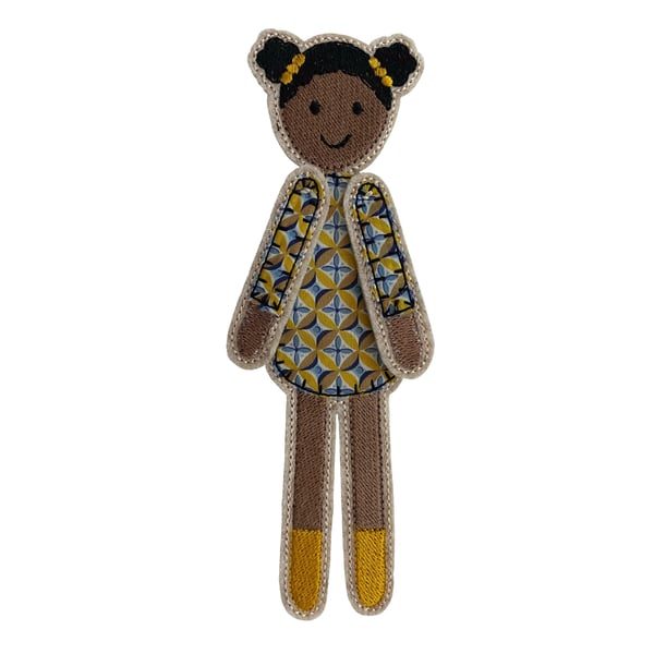 Dolly Bookmark, Textile Bookmark, Embroidered Bookmark, Person of colour gift