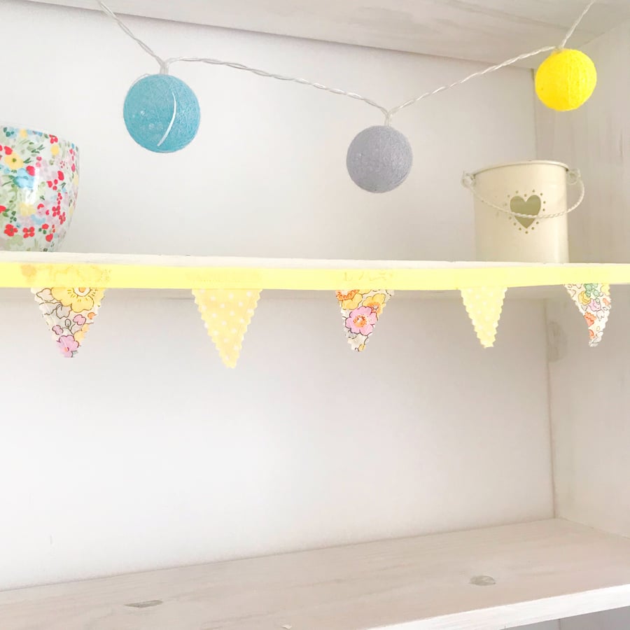 Yellow Polka Dot and Floral Mini Bunting, Perfect  for an Easter Tree 