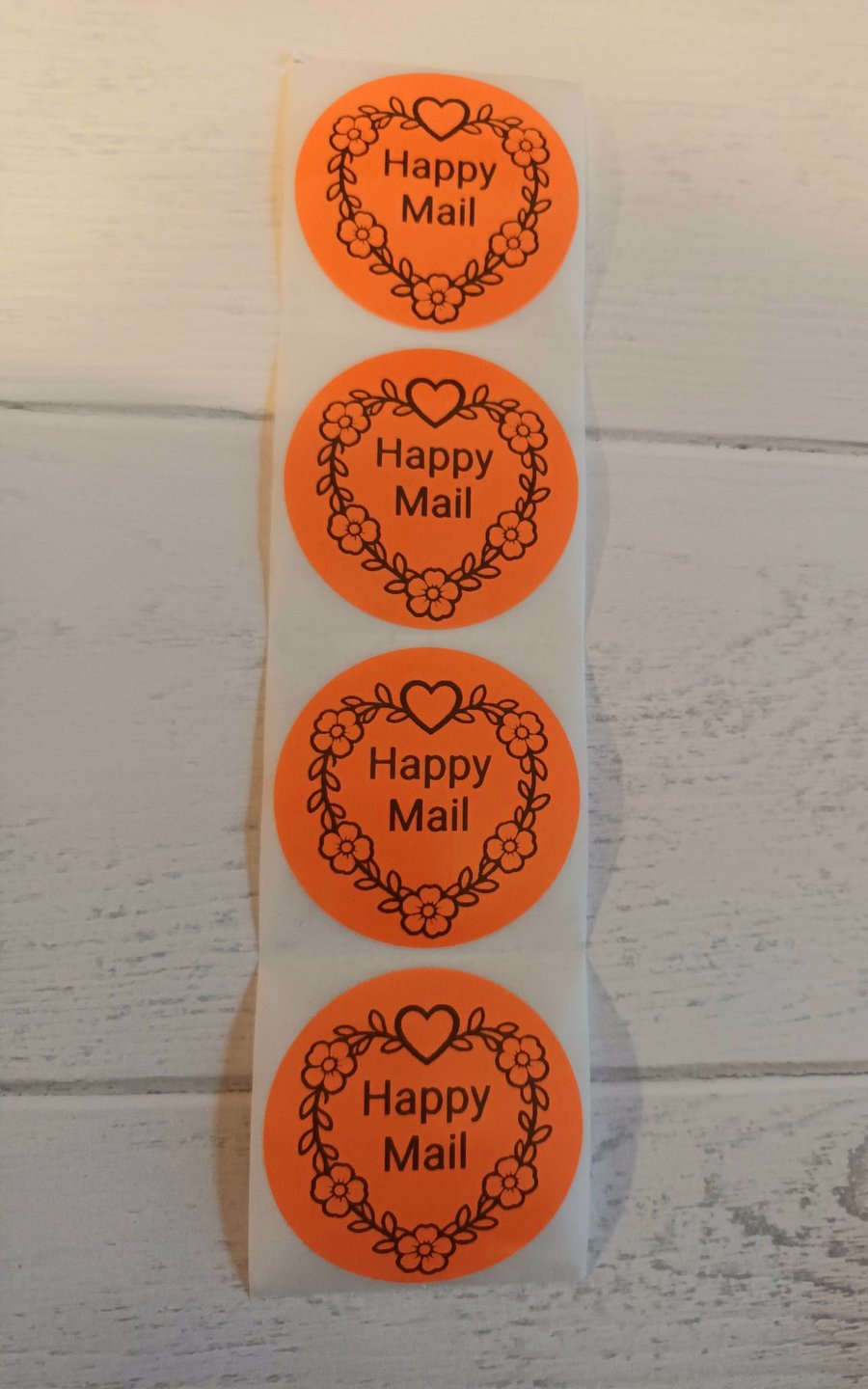 50 'Happy Mail' Heart Thermal Printed Stickers (100O)