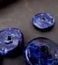 5 Medium Dark Blue Glazed Chubby Disc Clay Beads - Image 3
