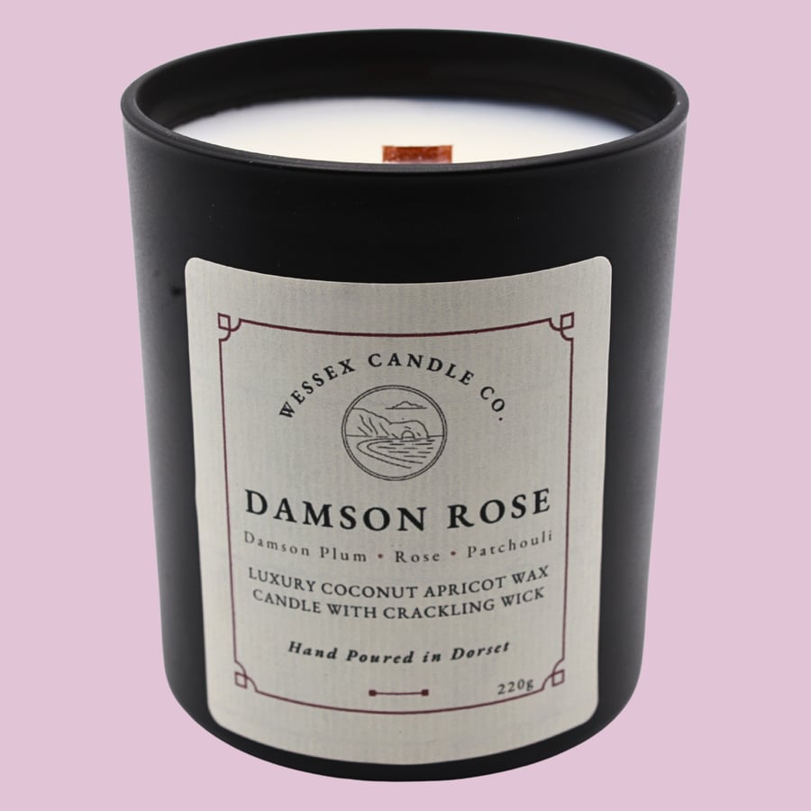 Damson Plum & Rose Candle - Damson Rose - Wooden Wick