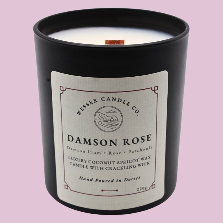 Damson Plum & Rose Candle - Damson Rose - Wooden Wick