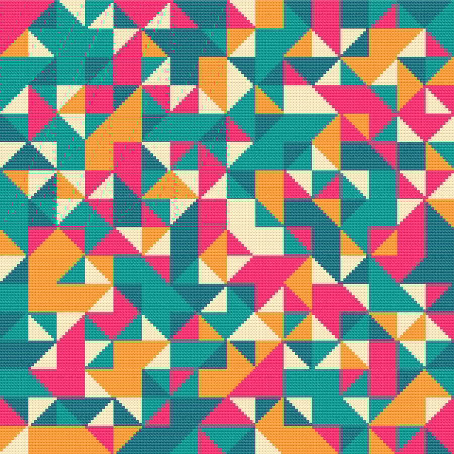 021 Cross Stitch Pattern Modern Geometrical Cushion Chart - Triangles