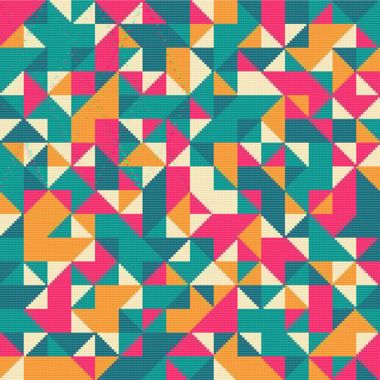 021 Cross Stitch Pattern Modern Geometrical Cushion Chart - Triangles