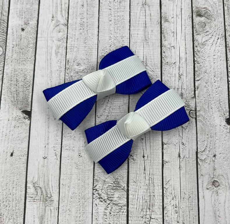 Itty Bitty Cobalt Blue and White on Clips (pair)