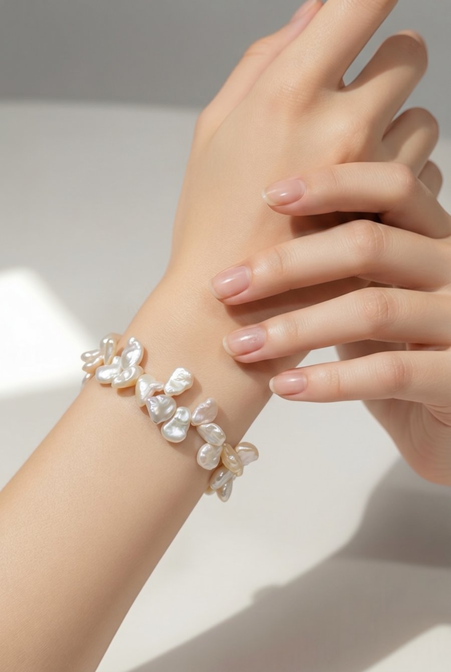 Keshi Freshwater Pearl Sterling Silver Bracelet