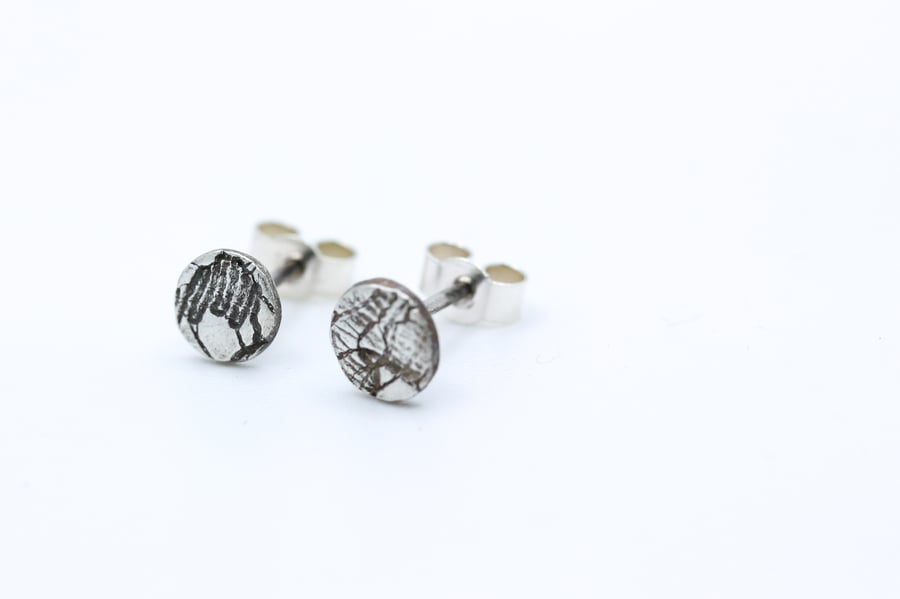 Silver Lace Pattern Tiny Stud Earrings