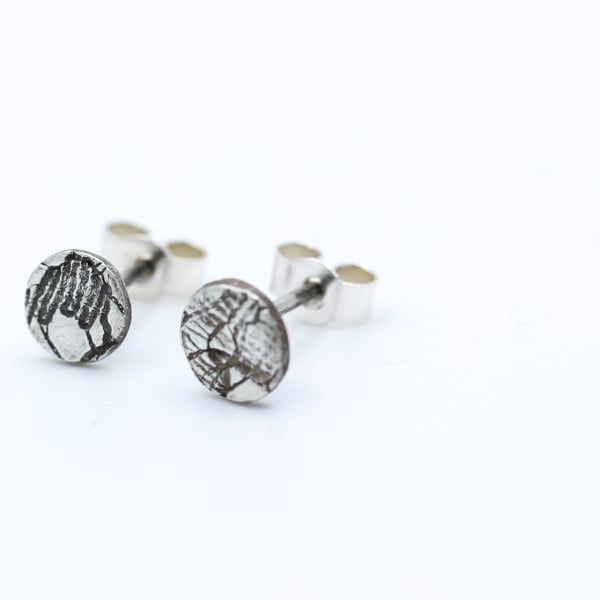 Silver Lace Pattern Tiny Stud Earrings