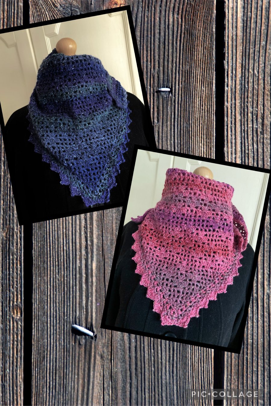 Crochet kerchief triangular scarf shawlette 