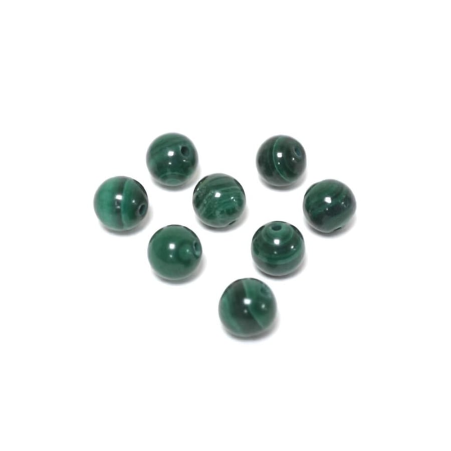 Malachite Green 6mm Smooth Rounds, Grade A, Natural Authentic Gemstone Beads, 0.