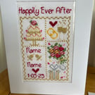 Handmade, Personalised Cross Stitch Wedding Card
