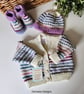 Designer Pure Merino Wool Hand Knitted Baby Cardigan Gift Set Size 3-6 months  - Image 6