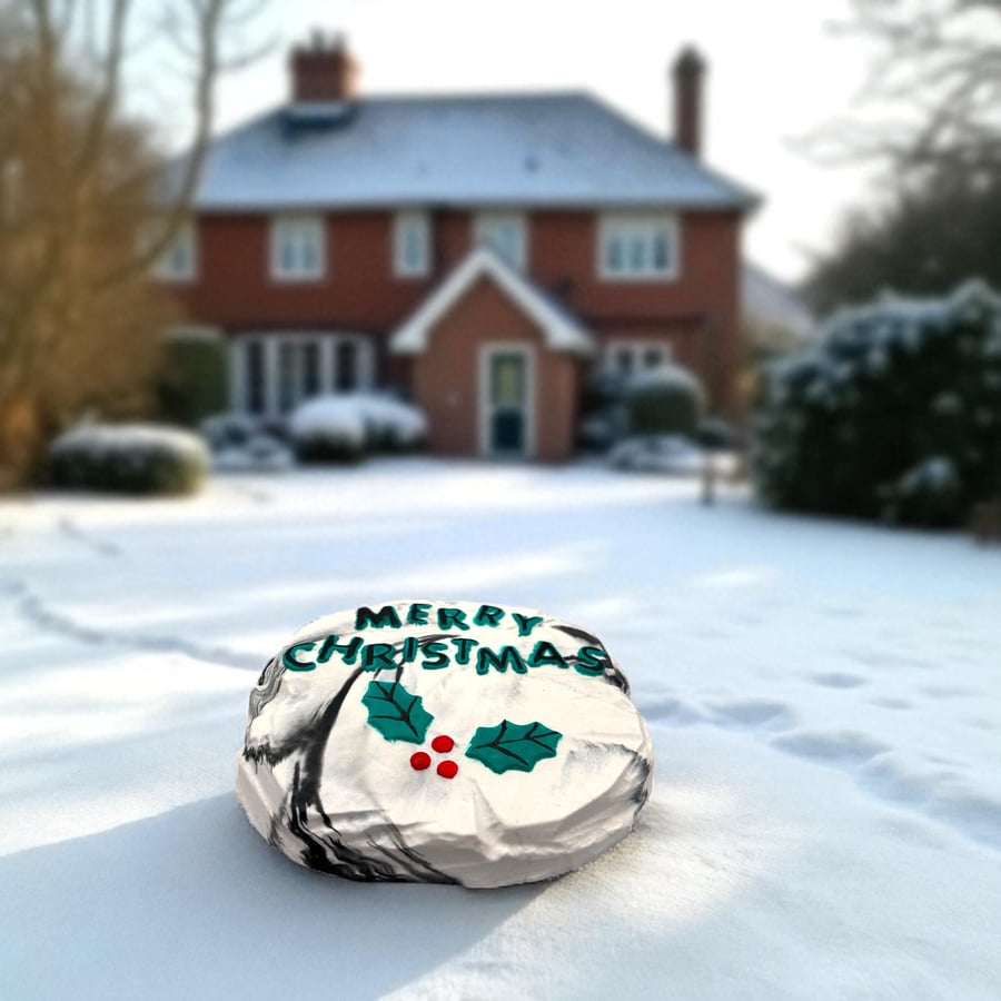 Handmade Merry Christmas Stepping Stone Sign for Indoor or Outdoor Use