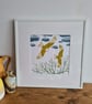 Red Kites original art linoprint handprinted A4 size - Image 3
