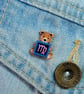 Virgo Bear Pin, Handmade Tiny Star Sign Wooden Teddy Badge - Image 3