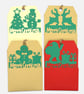 Handmade Christmas Gift Tags, Slide In Message Tags, Red Set of 4