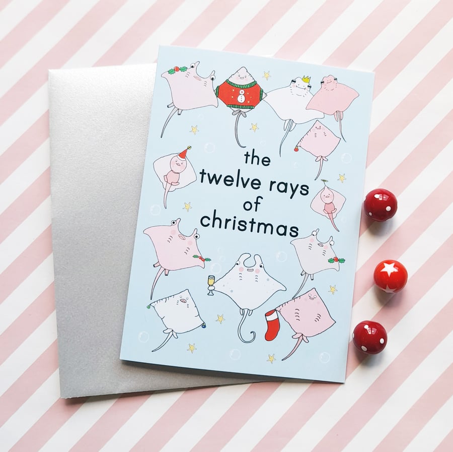 twelve rays of christmas card, funny christmas card, widlife lover