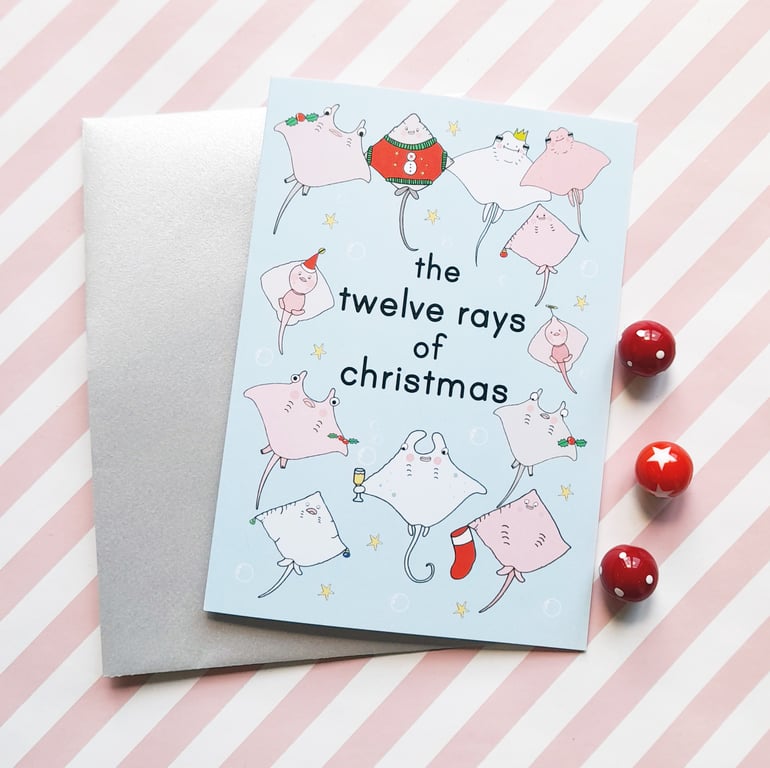 Twelve Rays of Christmas Greetings Card - Funny Christmas Card - Pun