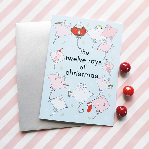 twelve rays of christmas card, funny christmas card, widlife lover