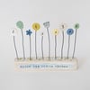 Button and Clay Flower Garden in a Floral Block 'Enjoy the little things'
