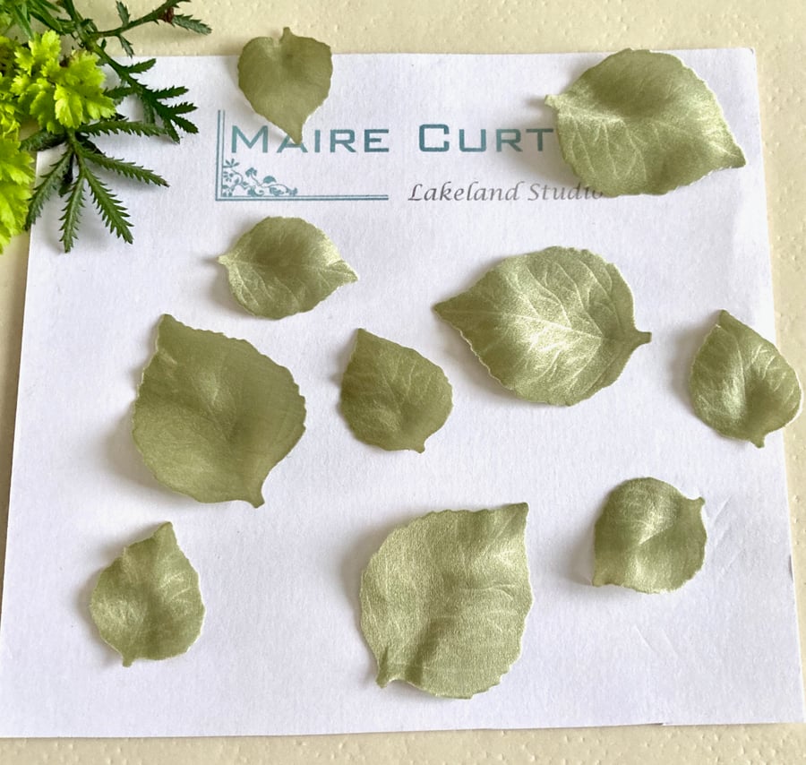 Beech leaves in silk satin