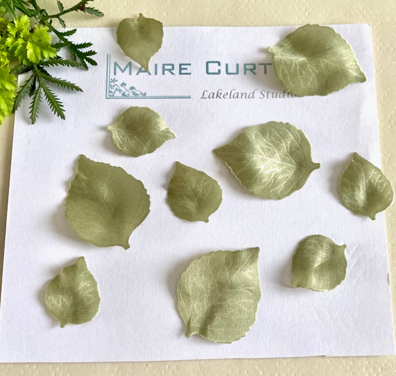 Beech leaves in silk satin