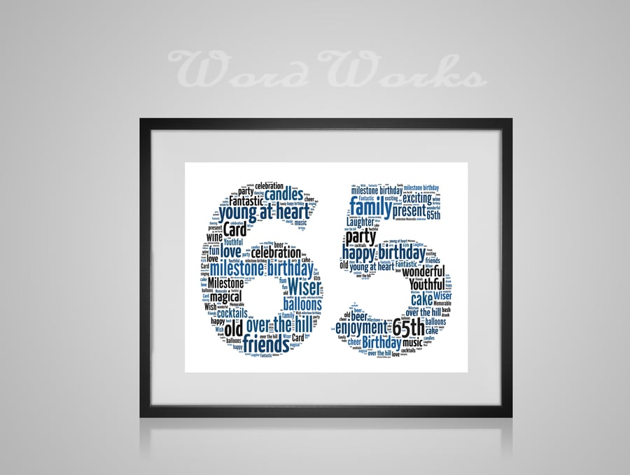 Personalised 65th Birthday Word Art Design Word Art