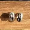 Sterling Silver Doll Botton Stud Earrings with Sapphires