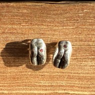 Sterling Silver Doll Arse Earrings with Sapphires