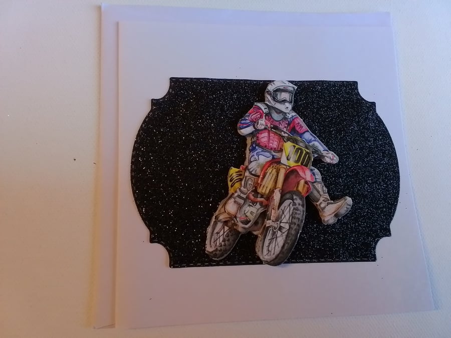 Scrambling bike card. Any occasion card. Motor bike. CC825