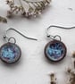 Handmade Ceramic Earrings UK; Speckled Blue Glazed Dangle, Foraged Bristol Clay  - Image 7