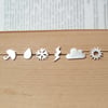sterling silver weather forecast ear studs (1 pair), handmade in Cornwall, UK