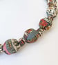 Cream Green Brown Liberty Print Fabric Necklace - Pattern Map A Print - Image 3