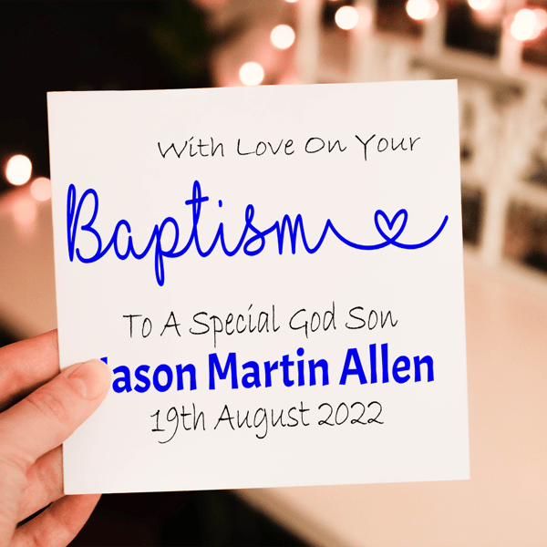 God Son Baptism Card, Congratulations for Baptism, Baptism Card, Christening