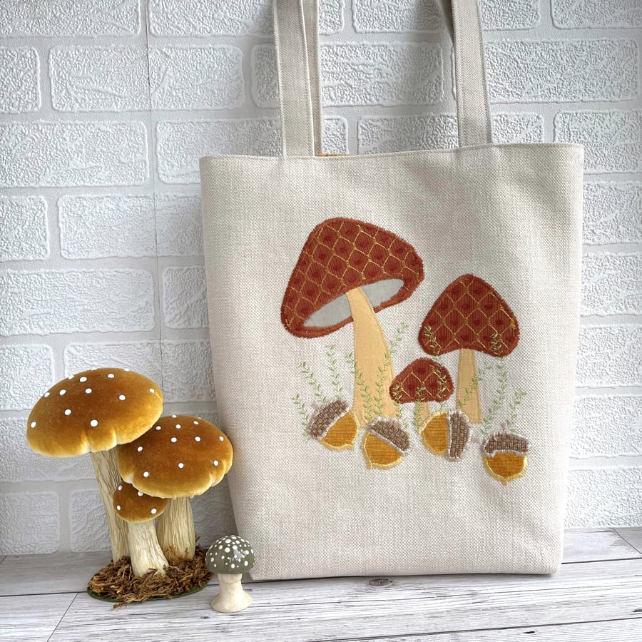 Mushrooms and Acorns Tote Bag