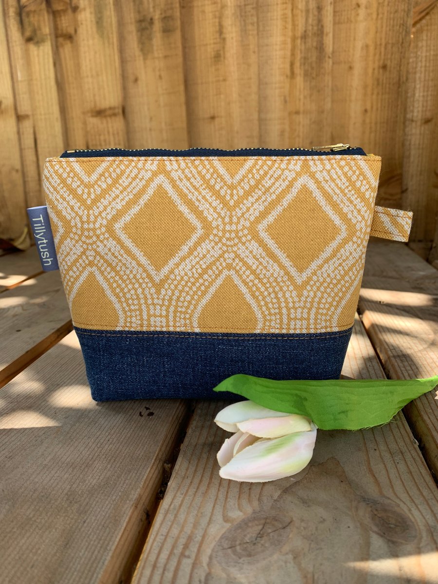 Canvas and recycled denim zipper pouch